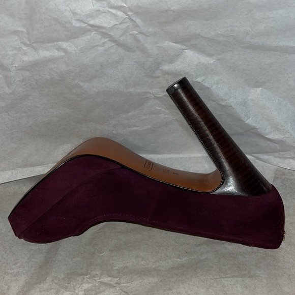 Coach Women’s Breana burgundy Suede Platform Peep Toe Pumps - Picture 7 of 8